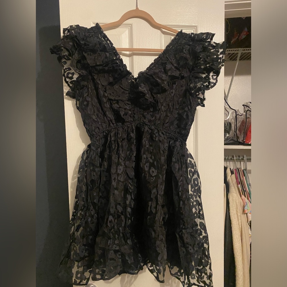 Black floral tulle dress size large